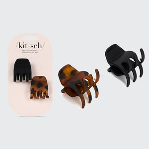 Schwarz-Tortoiseshell Haarklammern 2er-Set – Mittelgroß