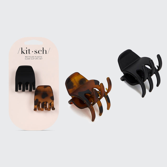 Schwarz-Tortoiseshell Haarklammern 2er-Set – Mittelgroß