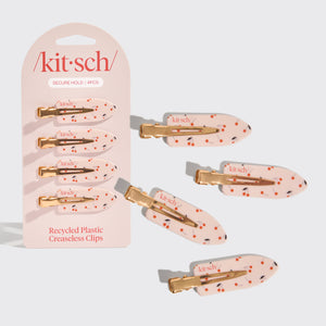 Creaseless Clips i återvunnen plast, set om 4 st - körsbärstryck