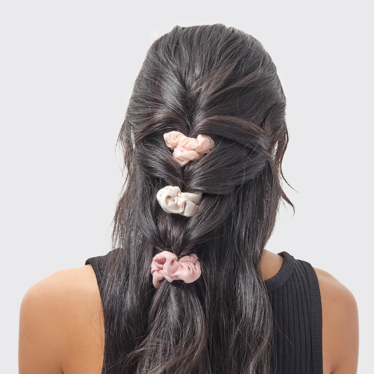 Set van 5 getextureerde scrunchies - Terracotta
