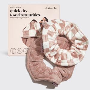 Mikrokuitupyyhe Scrunchies 2kpl - Terracotta Checker (Terracotta-ruutu)
