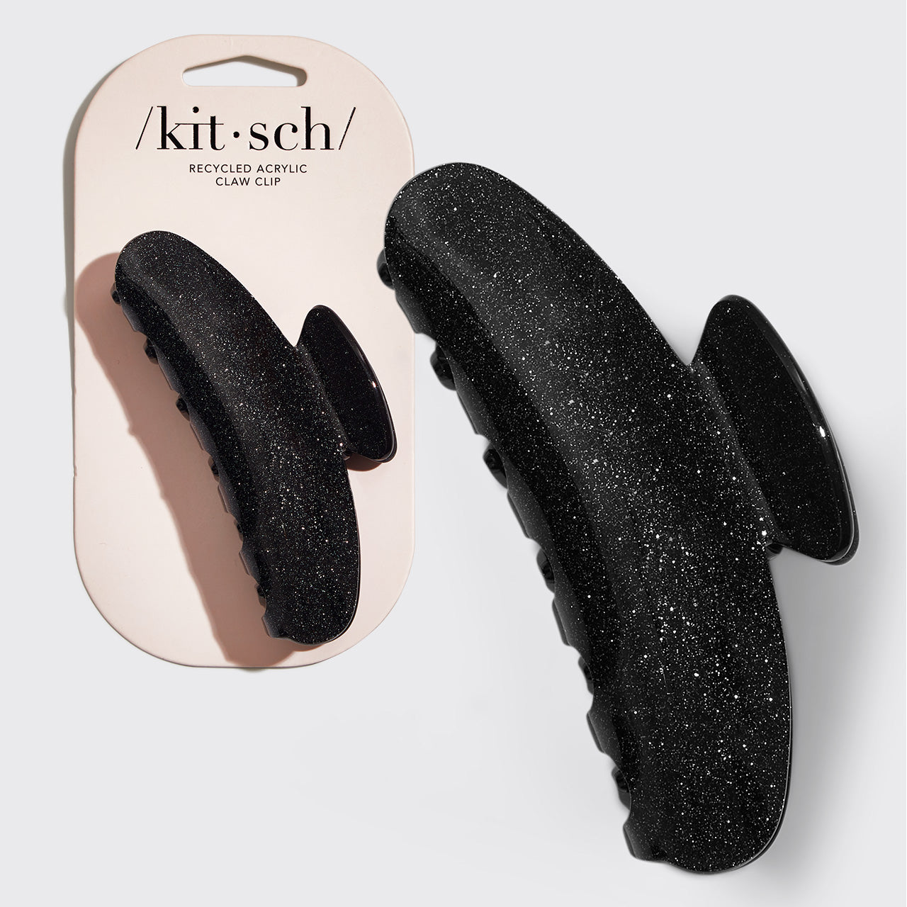 Gerecycleerde plastic klauwclip - zwarte glitter