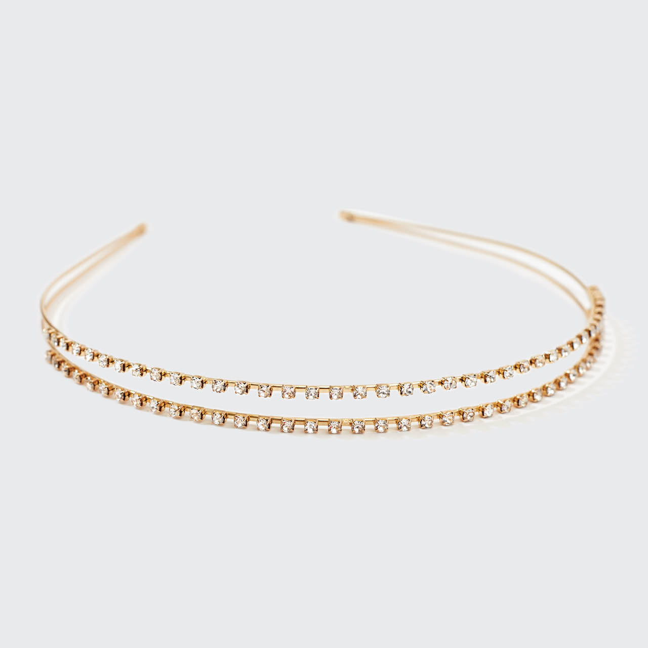 Metalli strassikivi kaksinkertainen otsapanta 1kpl - kultainen