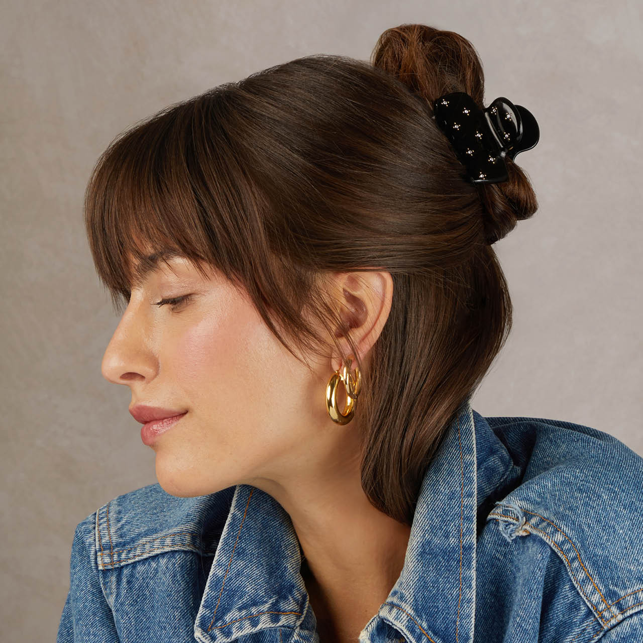 Clip Nuvola con strass - Nero