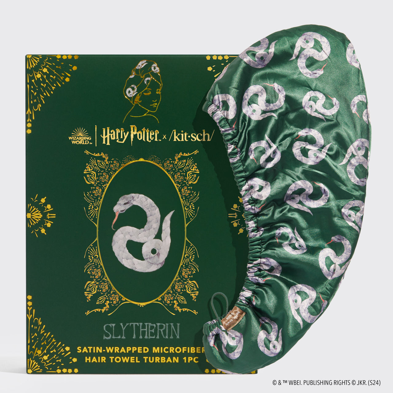 Kitsch x Harry Potter Asciugamano per capelli satinato - Serpeverde