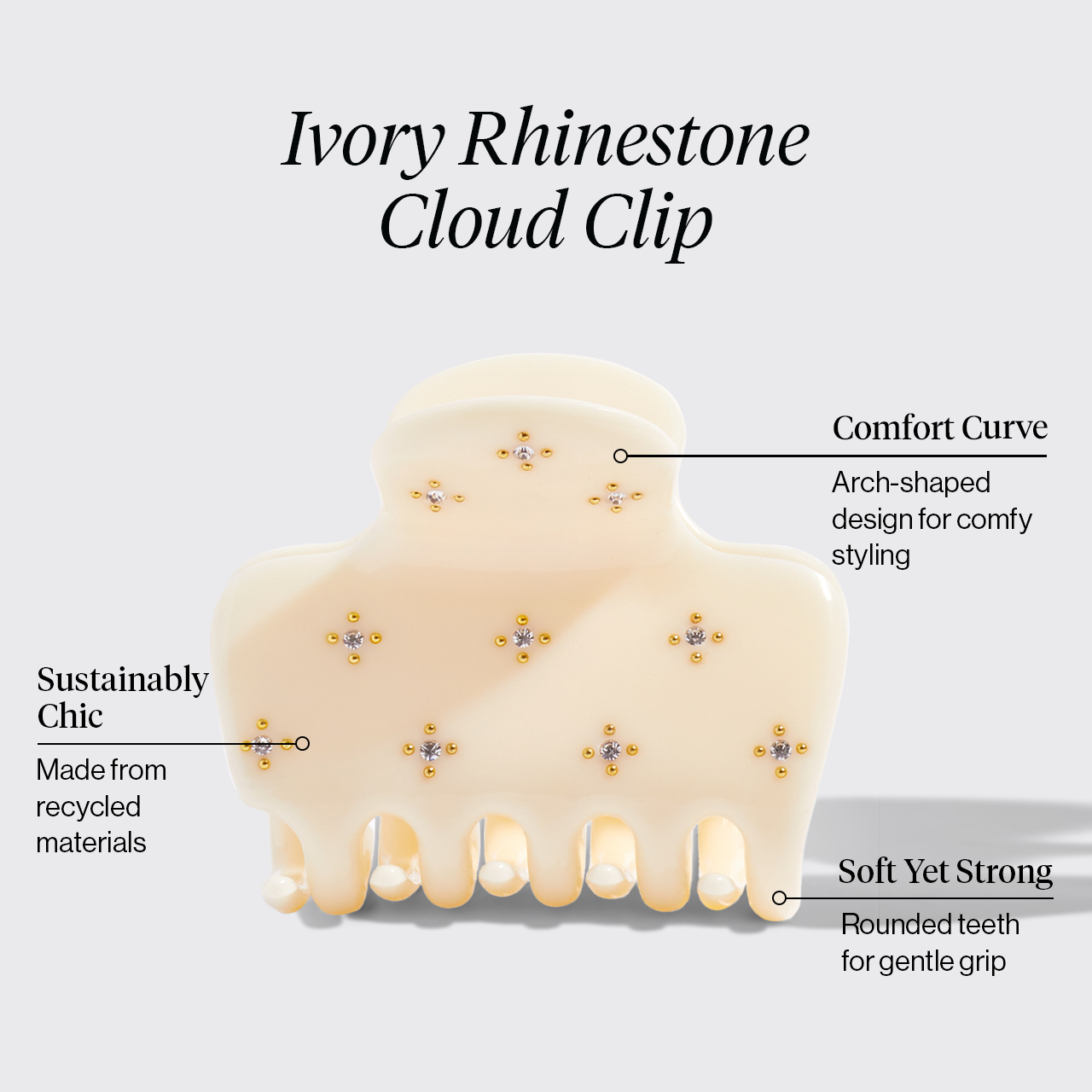 Clip Nube con pedrería - Marfil