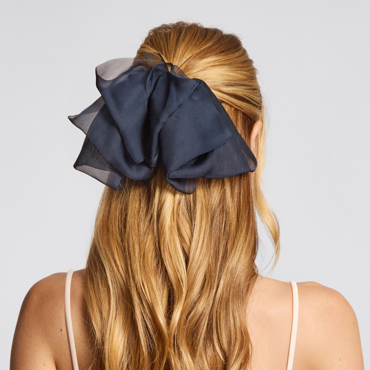 Fermaglio per capelli con fiocco in chiffon orchidea blu
