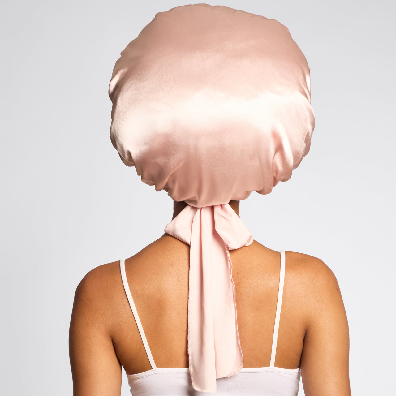 Satin Lined Flexi Shower Cap + Blush Oversized Satin Bonnet Bundle