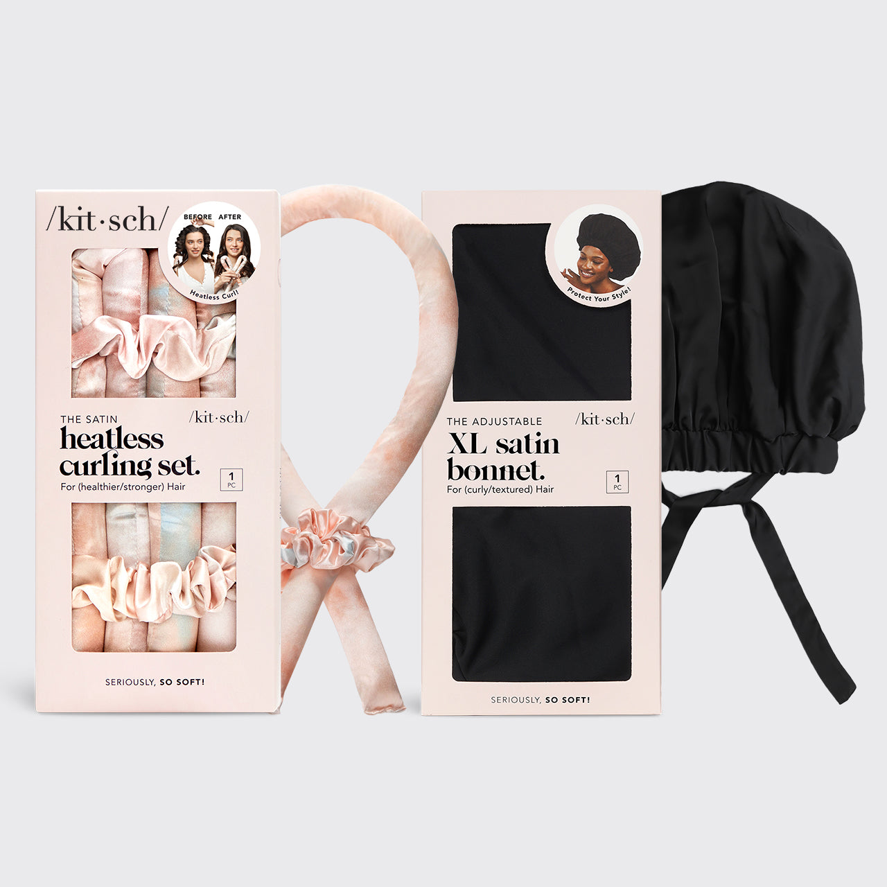 Pacchetto di trattamenti notturni -  bigodini senza calore e cuffietta di raso