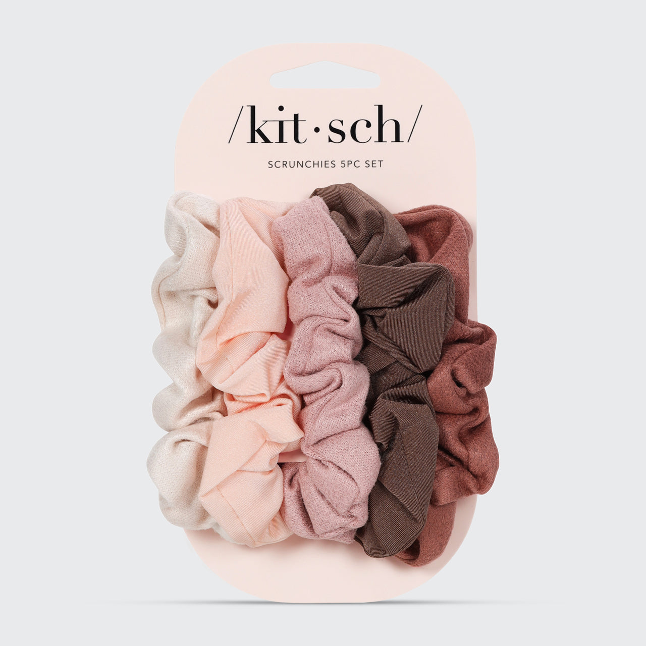 Set van 5 getextureerde scrunchies - Terracotta