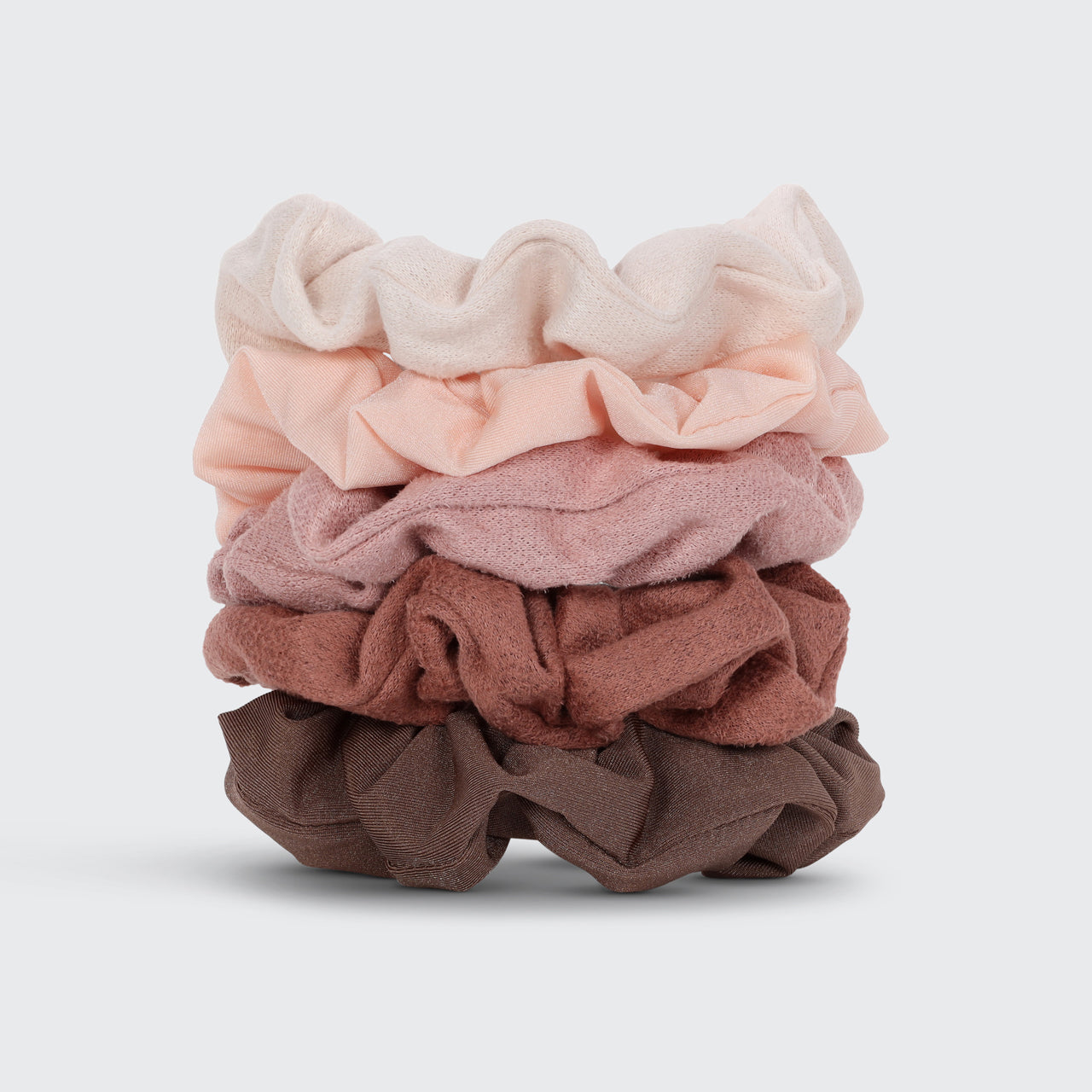 Set van 5 getextureerde scrunchies - Terracotta