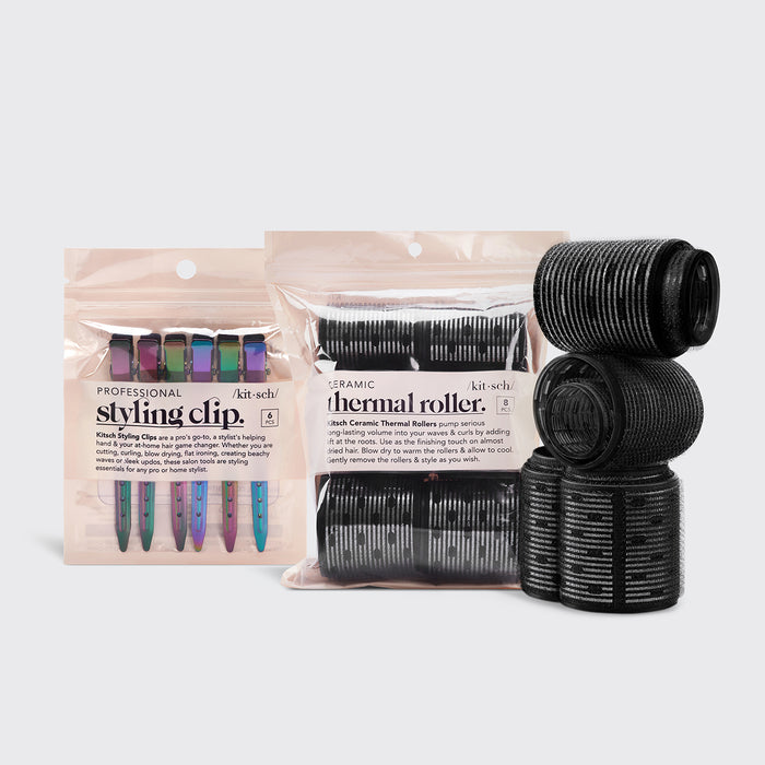 Hårrullar + Styling hårklämmor Bundle