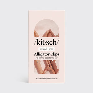 Kitsch Multicolor No-Slip Alligator Clips 3pc Set in retail packaging on a gray background.