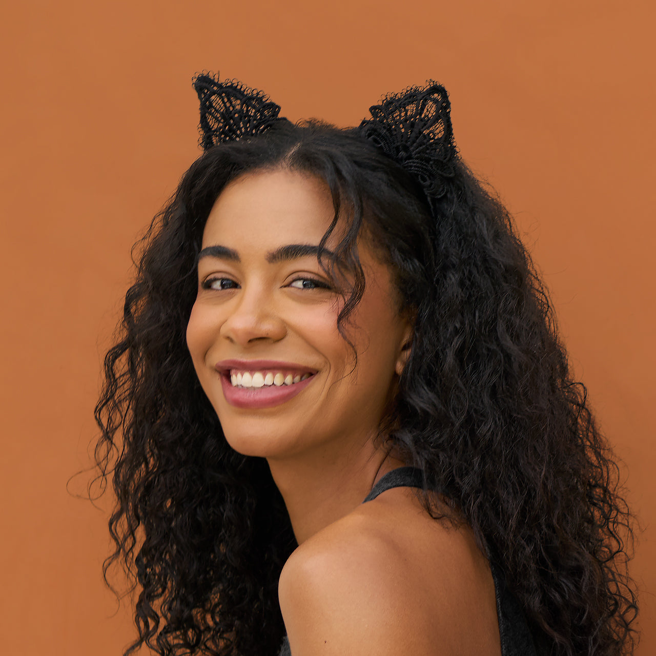 Bandeau et masque en dentelle Chat noir