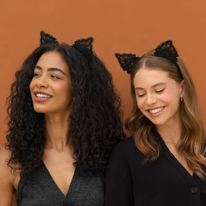 Bandeau et masque en dentelle Chat noir