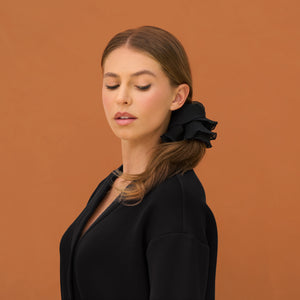 Halloween Black Pleated Scrunchie