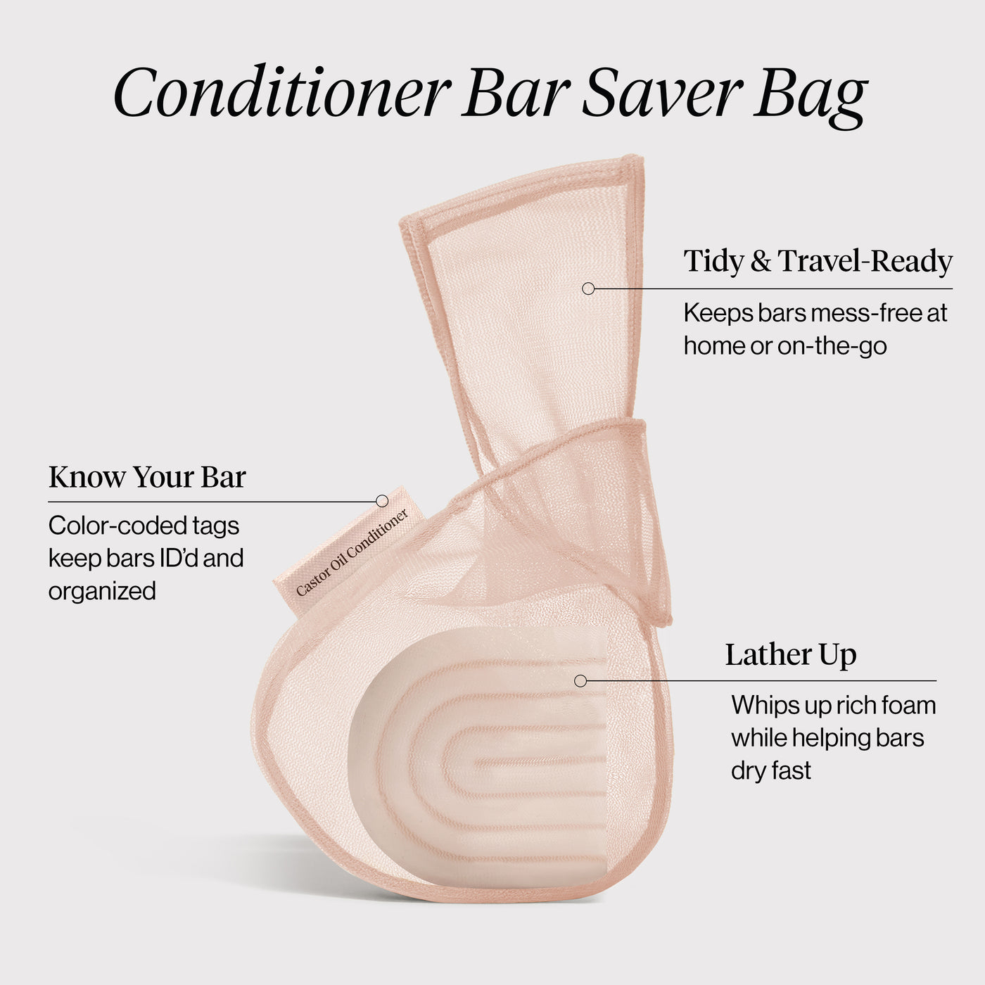 Bolsa para acondicionador sólido - Aceite de Ricino - Melocotón