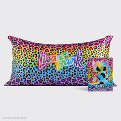 Lisa Frank x Kitsch Satin-Kissenbezug in Rainbow Leopard – King