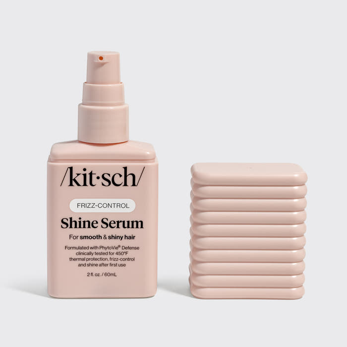 KITSCH Glass Hair Shine Serum — hero product shot — Lightweight serum that smooths frizz & flyaways — adds glossy shine and hydration while keeping strands touchably soft