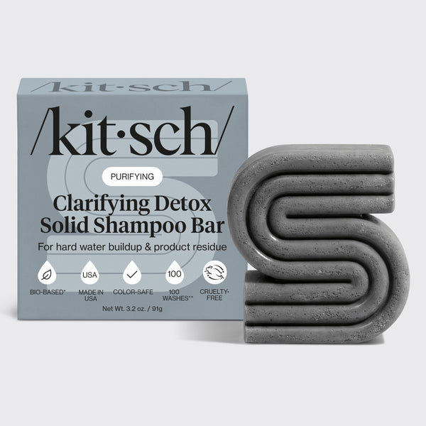 KITSCH Detox Shampoo Bar — clarifying solid shampoo bar product shot — removes hard water mineral buildup, chlorine residue & product buildup — leaves hair brighter, lighter, and genuinely clean