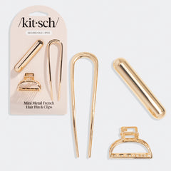 Mini-set : Épingle française & pinces en métal – Doré