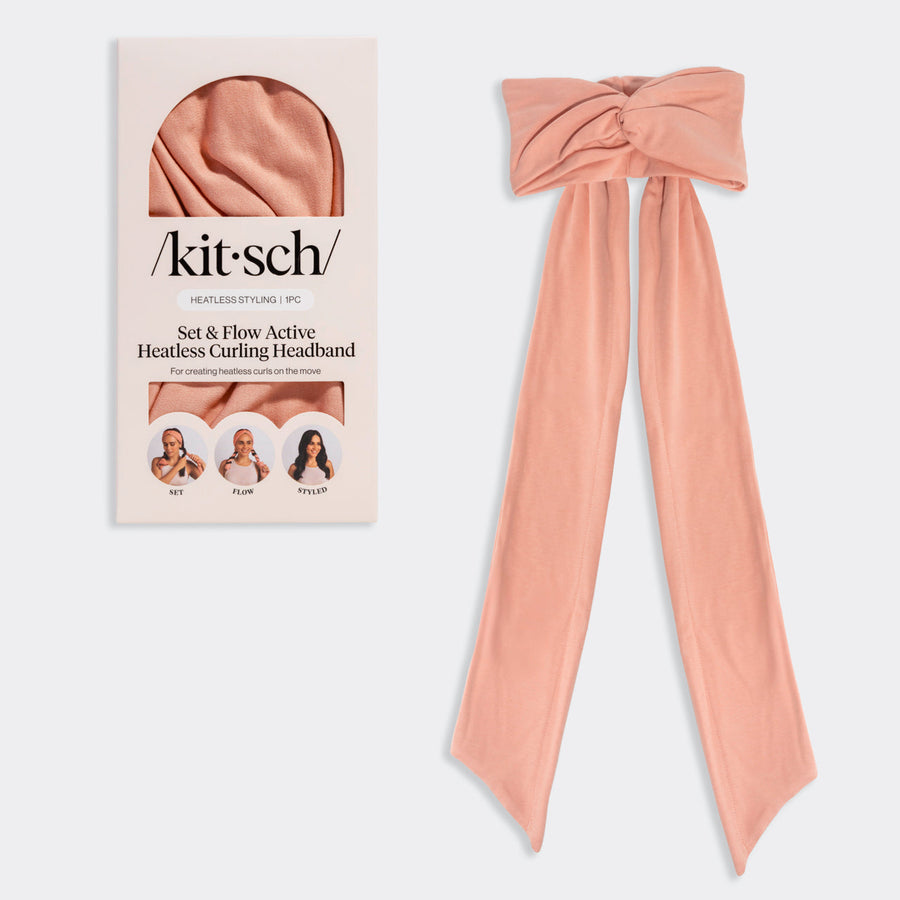 KITSCH Set & Flow Active Headband in Heather Terracotta — hero product shot — 2-in-1 design works as a stylish active headband by day and a gentle sleep headband by night