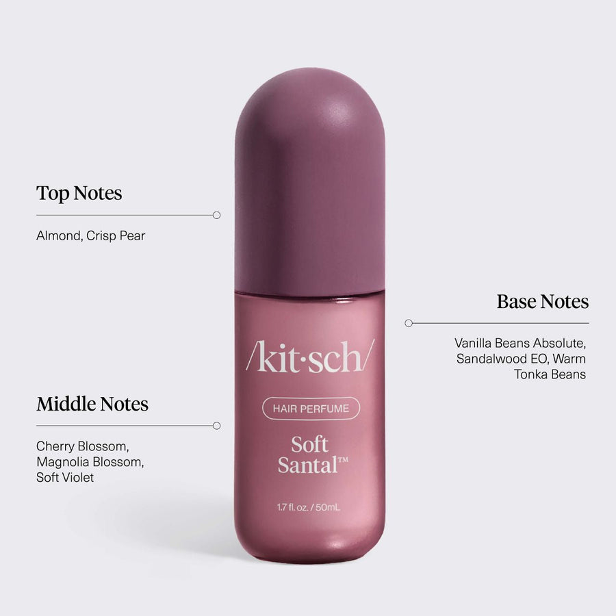 KITSCH Soft Santal Hair & Body Perfume Mist - fall fragrance notes infographic