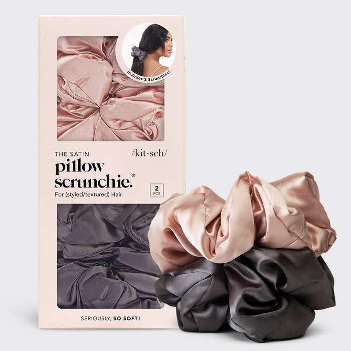2 Satin-Schlaf-Hörnchen – Blush und Grau