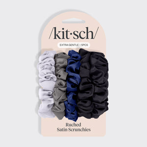 Set da 5 pezzi di scrunchies in raso piccolini - Mezzanotte