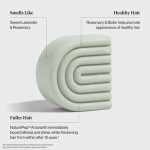 Key ingredients in Kitsch Rosemary & Biotin Volumizing Conditioner Bar: rosemary, biotin, and NaturePep Amaranth for thicker, fuller hair