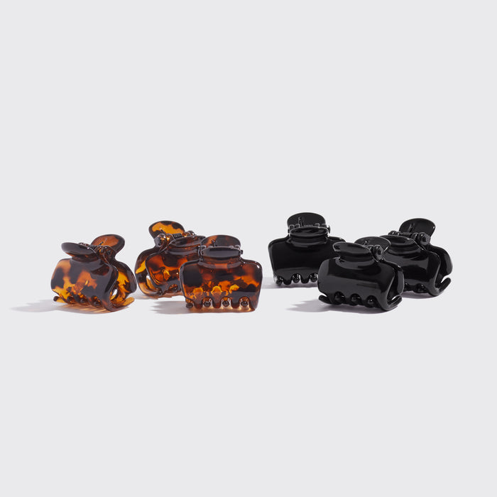 Black & Tort Cloud Claw Clips 6pc Set - Mini