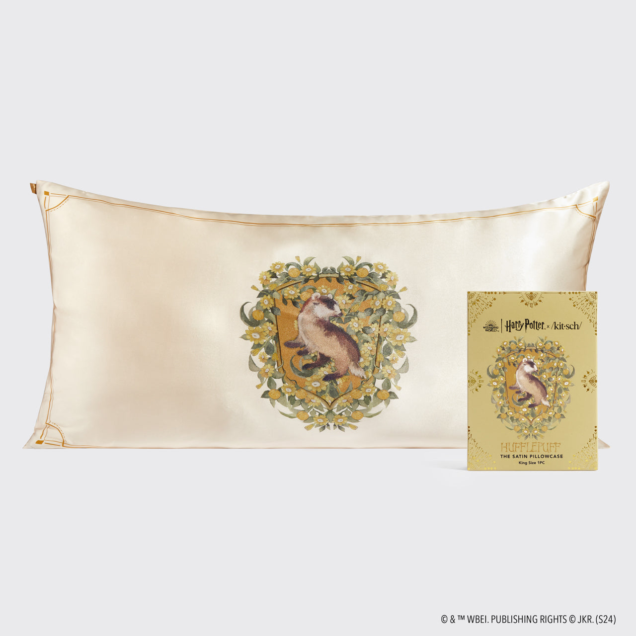 Harry Potter x Kitsch Funda de Almohada de Satén - Hufflepuff