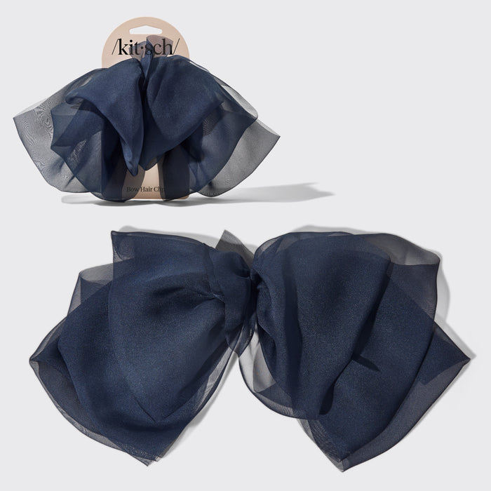 Chiffon Schleife Haarspange - Blaue Orchidee