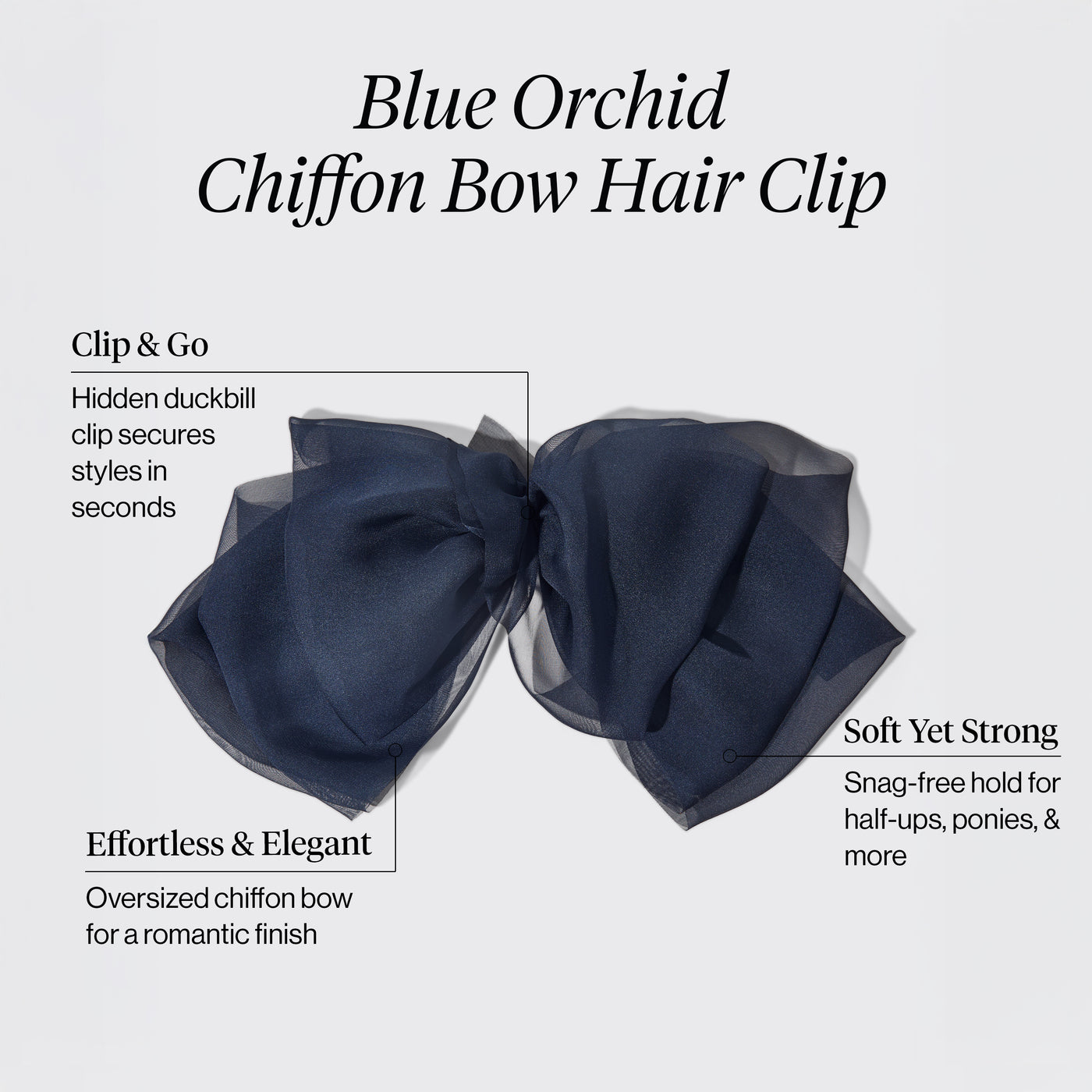 Barrette en mousseline - Orchidée bleue