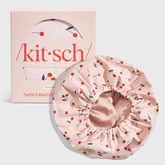 Satinklädd Flexi Duschmössa - Körsbärstryck