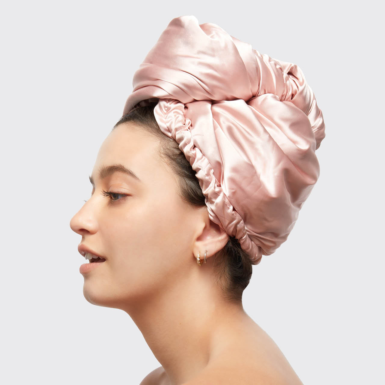 Met satijn omwikkelde haarhanddoek - Blush 